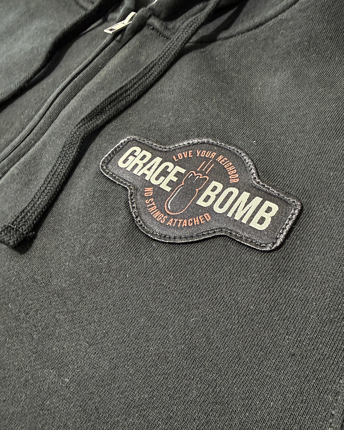 No Strings Attached Zip Up Hoodie / Black