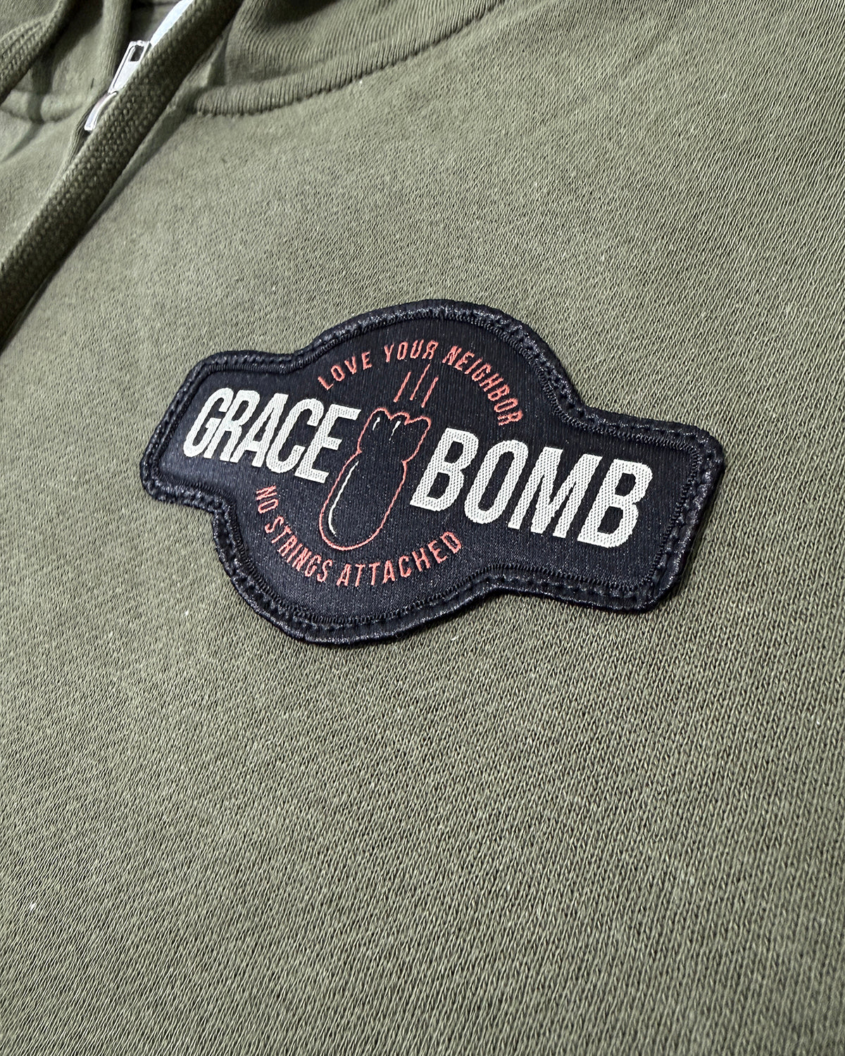 No Strings Attached Zip Up Hoodie / Green