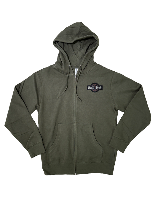 No Strings Attached Zip Up Hoodie / Green
